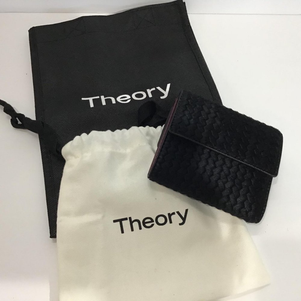 Theory Laleh Calf Hair Black Wallet